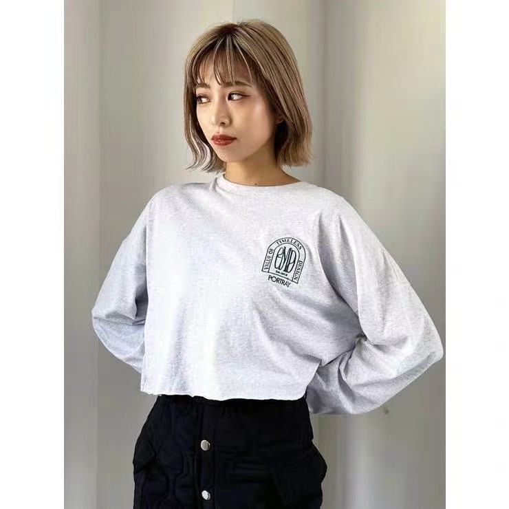 D305Em0d @ Pure Color Pure Cotton Letter เย็บปักถักร้อยหลวมสบายๆเสื้อยืด
