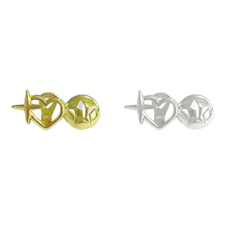 Grillz เหล็กดัดฟันรูปหัวใจกลวงคู่ เหล็กดัดฟันรูปดาว อุปกรณ์เสริมแฟชั่นสำหรับฮิปฮอป พร้อมส่ง