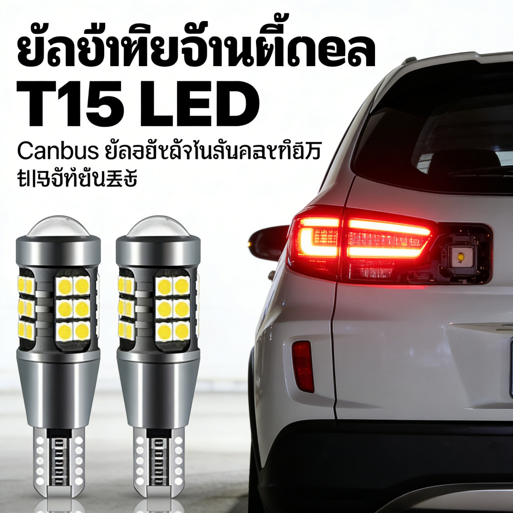 ไฟเลี้ยวถอดรหัสไฟถอยหลัง Canbus ไฟเบรคเน้นไฟท้าย T15 LED
