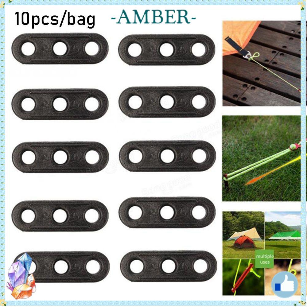 AMBER ก้านยึด Wigwam สีดำ ปรับได้ 3 หลุม สำหรับเชือกล็อก 10 ชิ้น