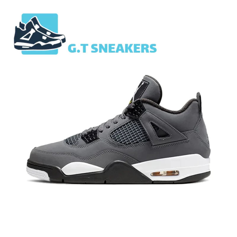 Air Jordan 4 Retro Grey Cool Mid-Tube รองเท้าบาสเก็ตบอลผู้ชายผู้หญิงรองเท้าผ้าใบกันกระแทก308497-007 