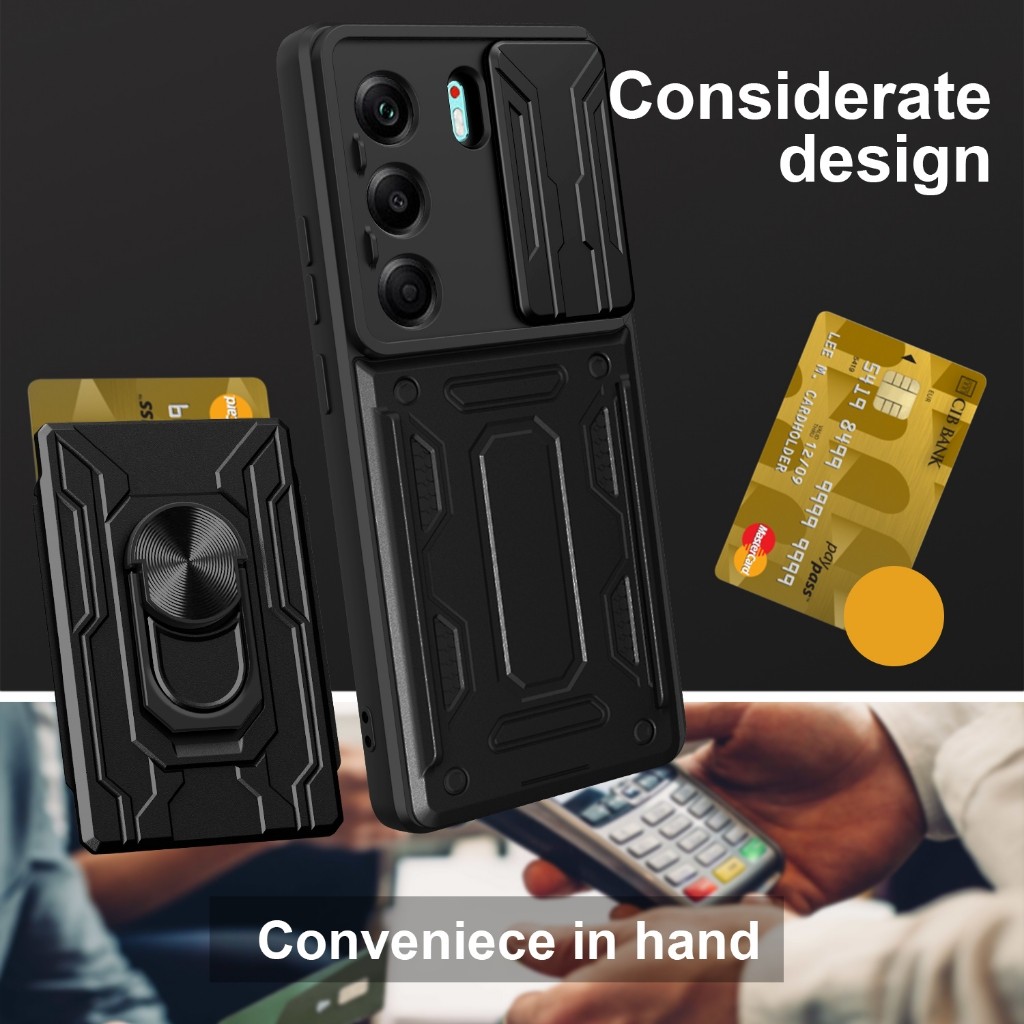 Tecno Camon 40 - CardX Flip Lens Card Ring Rugged Armor Case กันกระแทก