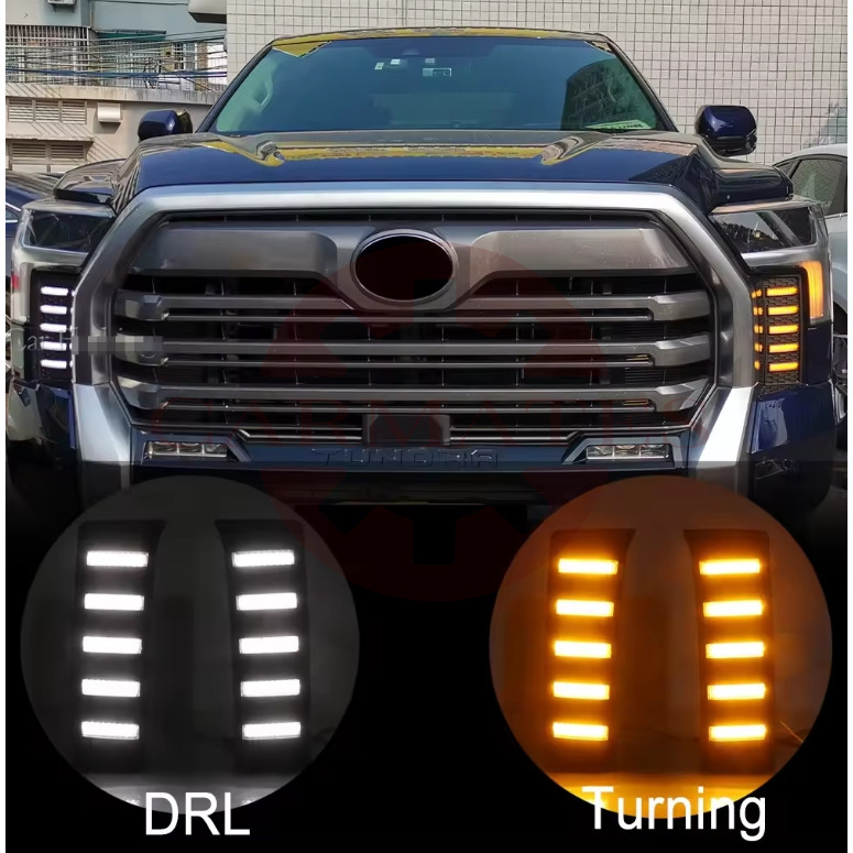 สําหรับ Toyota Tundra 2022-2025 กันชนหน้า DRL + ไฟเลี้ยวในสต็อกโรงงานใหม่ LED ไฟตัดหมอก DRL ไฟวิ่งกล