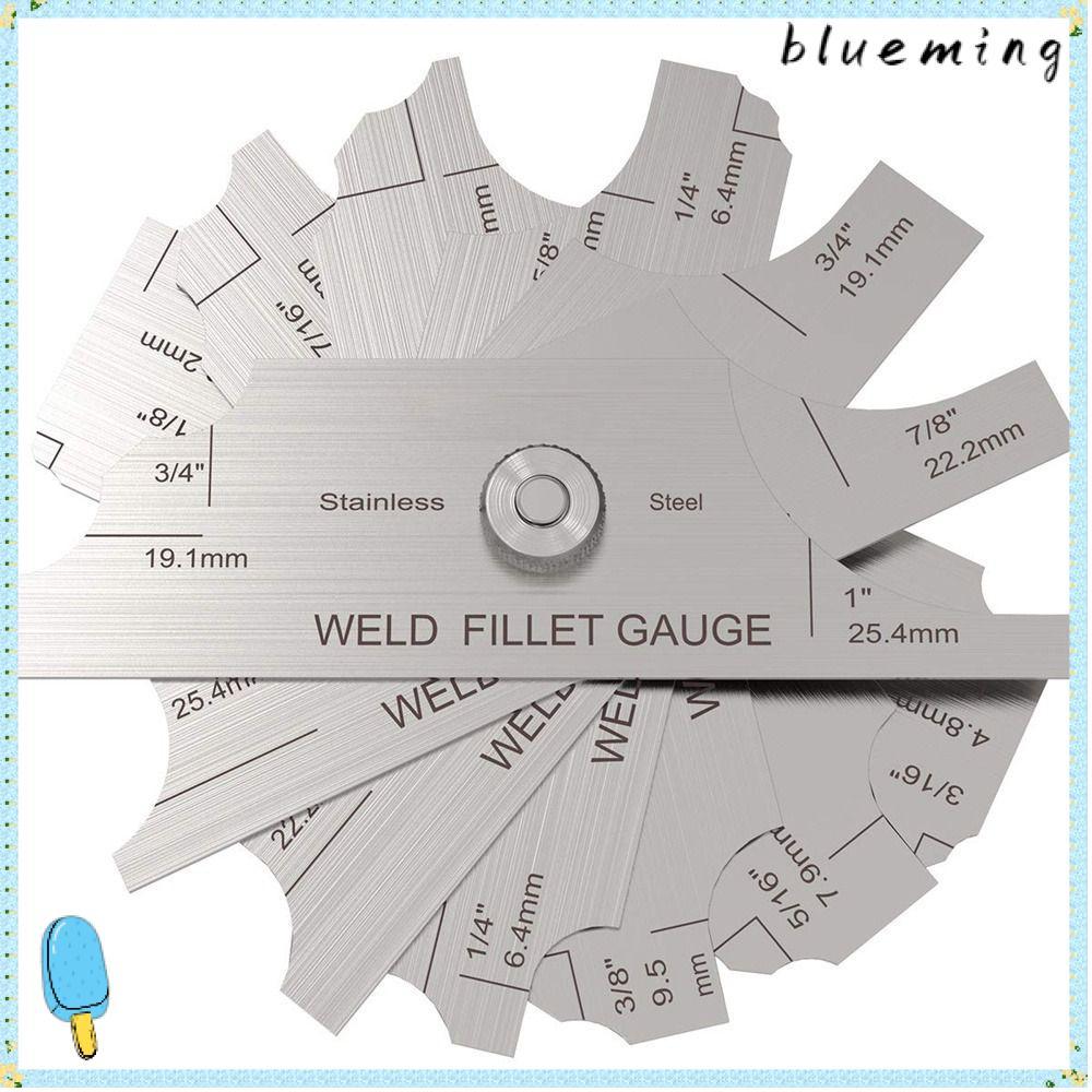 BLUEMING 7PCS เชื่อม Fillet Gages ชุด, MG-11 1/8-1 เครื่องเชื่อม, Ulnar เครื่องเชื่อมโลหะ MM & นิ้วเ