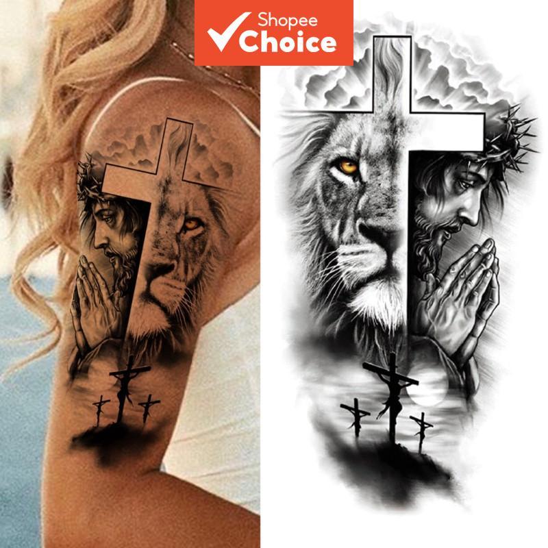 สติ๊กเกอร์รอยสักชั่วคราว 1 แผ่นกันน้ําและยาวนานทางศาสนา Body Art สมจริงปลอม Tatto