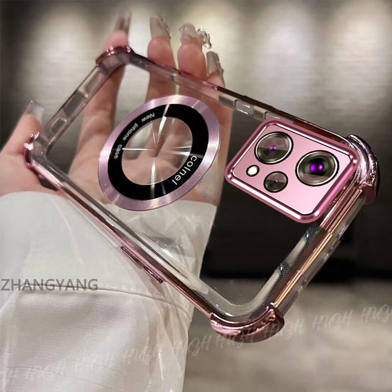 สําหรับRealme 9 4G 9 Pro PlusกันกระแทกElectroplatedโปร่งใสความละเอียดสูงเคสโทรศัพท์ความงามแม่เหล็กดูดออกแบบซิลิโคนTPU Soft Shell - รูปที่ 3