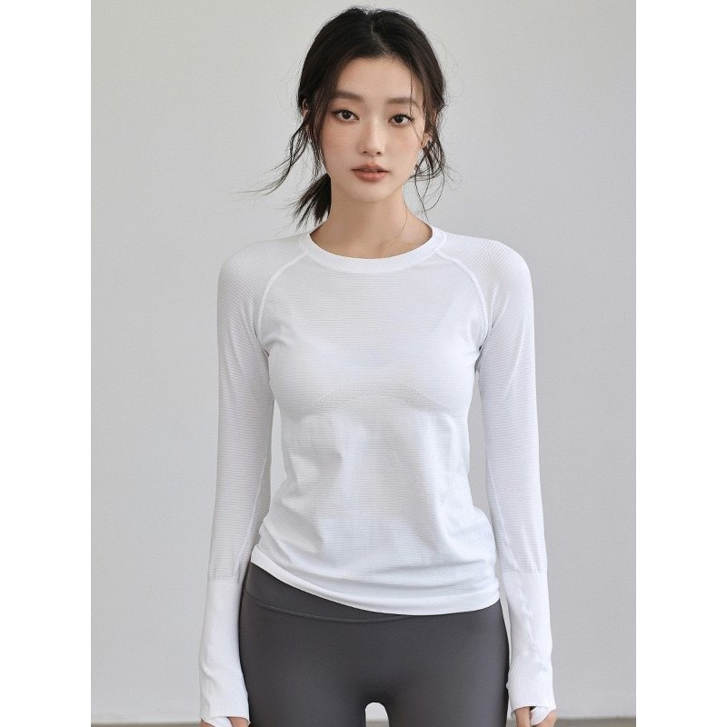Seasonal Sports Fitness Quick-Drying Long-Sleeved Thin Round Neck Yoga Wear Training Running Top Out