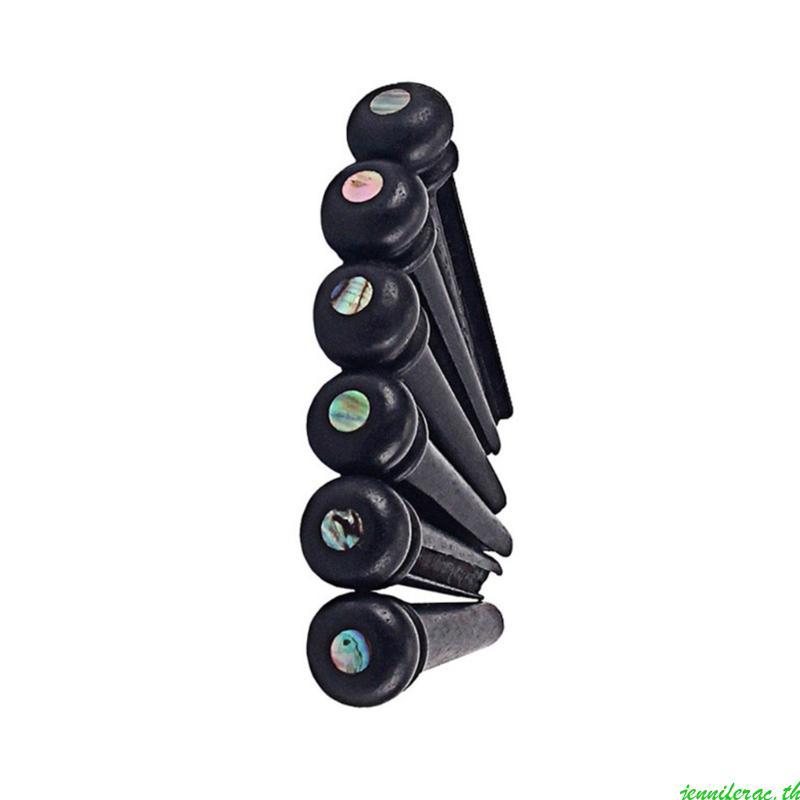 Jenniferac 6 ชิ้นคงที่กระดูกกีตาร์สะพาน Pin Ebony กีตาร์สะพาน Pin ใช้งานง่าย