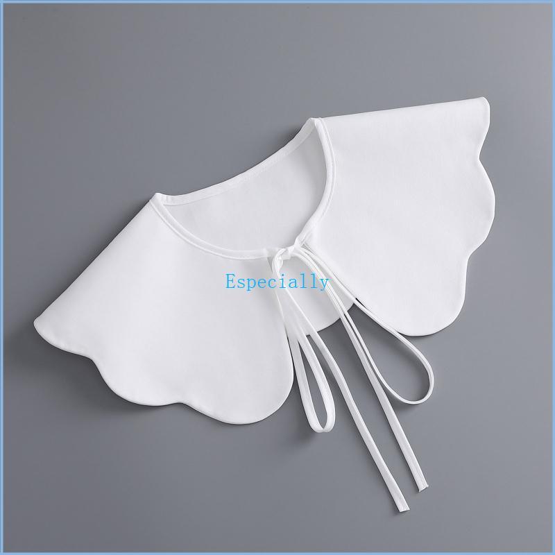 ESP ผู้หญิง Scalloped Wave Trim ปลอกคอปลอมขนาดใหญ่ Lace-Up Capelet เสื้อผ้าอุปกรณ์เสริม