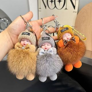 Gantungan Tas Boneka Tidur Bulu Imut - Aksesoris Mobil & Tas Kekinian untuk Anak Perempuan Hadiah Unik