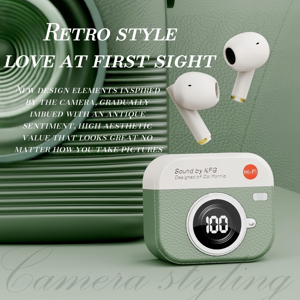 การออกแบบกล้องย้อนยุค, Wireless in ear Q86 Bluetooth Earbuds, รองรับการโทรและสัมผัส, เข้ากันได้กับระ