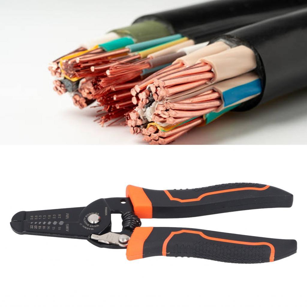 คีมตัดสายไฟสบาย Grip Hand Stripper ความแข็งสูงสำหรับ 10 12 14 16 18 20 22 AWG