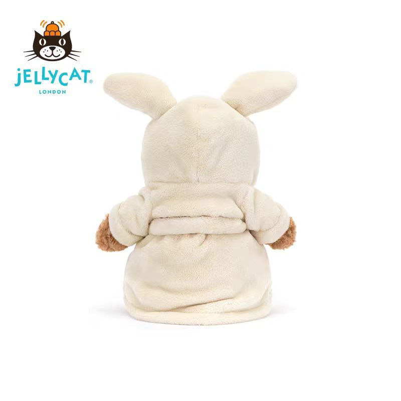 Jellycat ตุ๊กตาของแท้อย่างเป็นทางการเสื้อคลุมอาบน้ําหมีตุ๊กตาหมีตุ๊กตาของเล่น Barcelo Bear