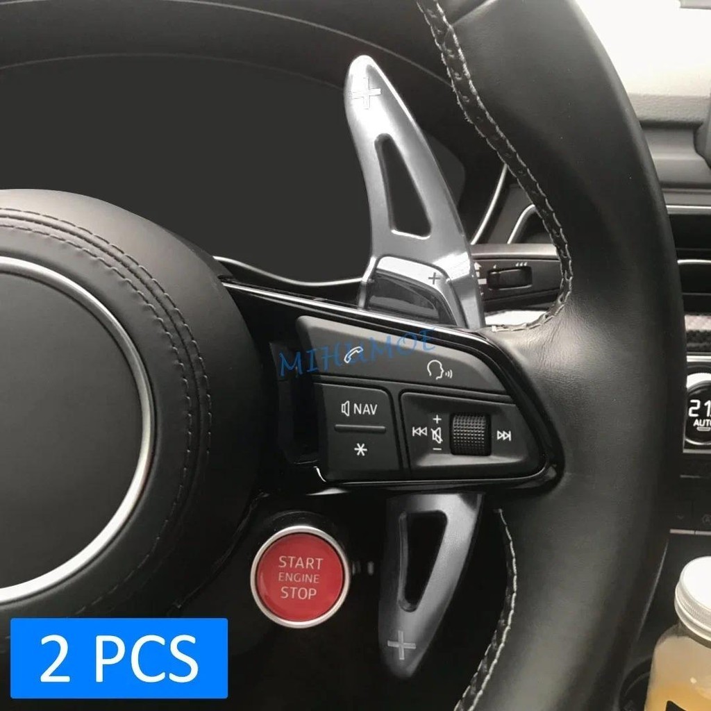 อลูมิเนียมพวงมาลัย Paddle Shifter สําหรับ Audi R8 RS3 RS4 RS5 TT RS Q3 Q8 เงิน
