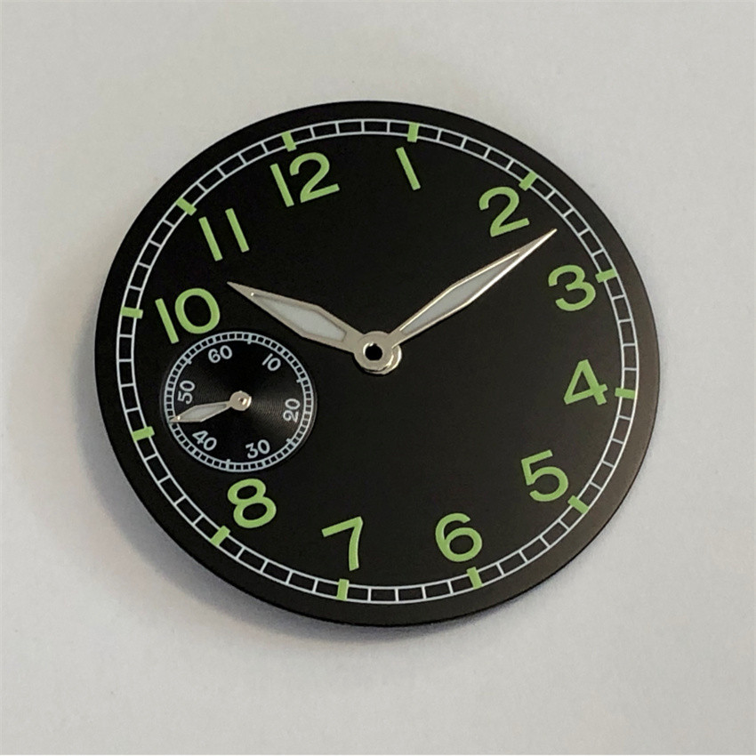 38.9MM นาฬิกาส่องสว่าง 9 นาฬิกา Subdial ขนาดเล็กวินาที Dial มือสําหรับ ETA6497/ST3600 การเคลื่อนไหว