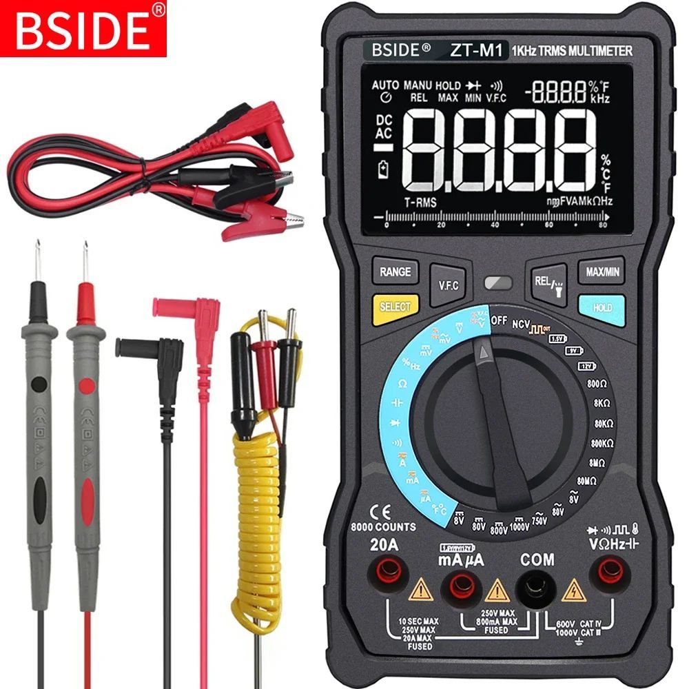 Profesional Digital Multimeter BSIDE ZT-M1 T-RMS Auto/Manual 8000 DC/AC 20A แรงดันไฟฟ้าปัจจุบันความจ