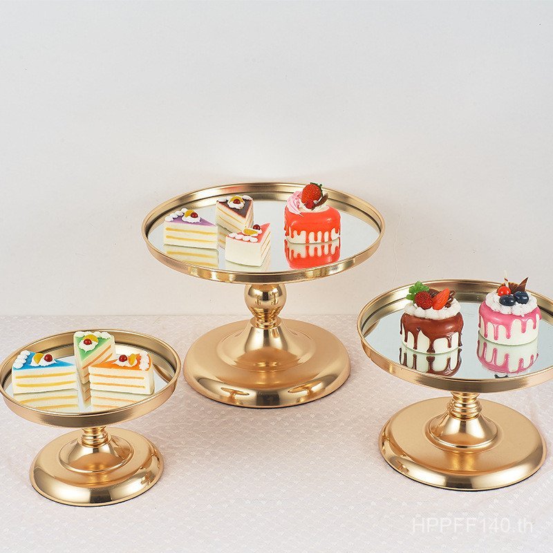 ขายร้อนถาดขนมตกแต่งขนมเค้กวันเกิดถาดถาดขนมกระจกงานแต่งงานเค้กขาตั้งศิลปะเหล็ก I8SY