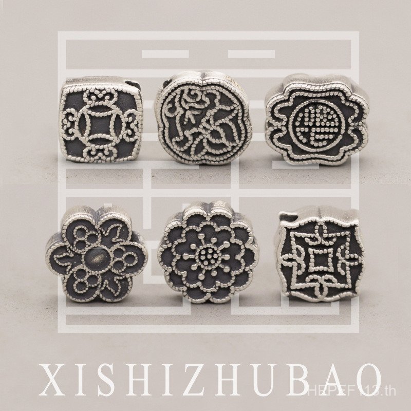 Spacer Wenwan Ma S999 เงินแท้ สำหรับทำเครื่องประดับ DIY แบบ 3D สแควร์ลูกปัด