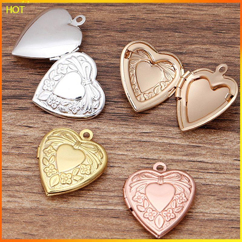 Technicolorsuper โลหะทองเหลืองรูปหัวใจ Photo Locket Charms จี้ DIY สร้อยคอทํา TSR