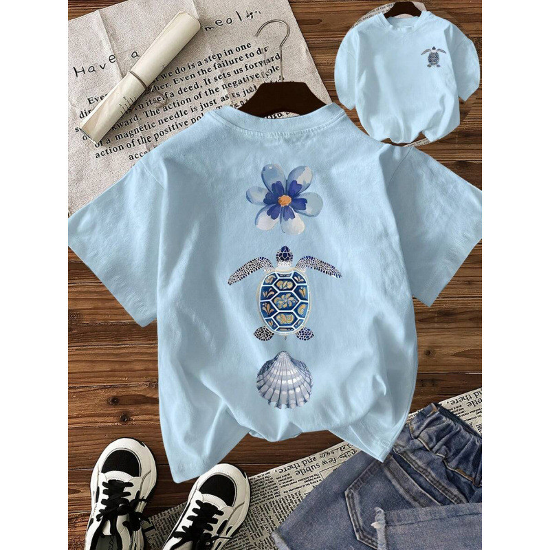 2026清新甜美休闲INAWLY ผู้หญิงรอบคอแขนสั้นเสื้อยืด, FaCOD KJBD