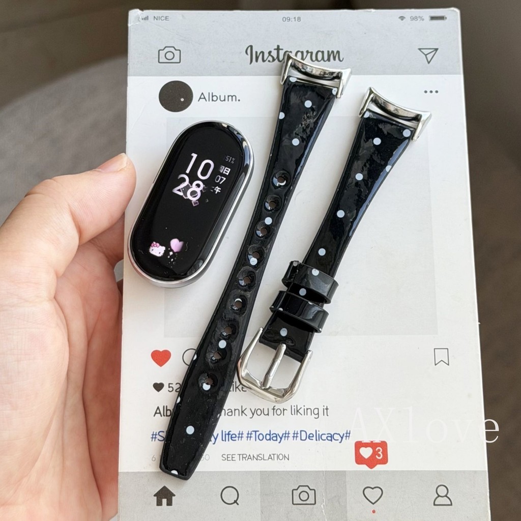 แฟชั่นสิทธิบัตรหนังสําหรับ Xiaomi Mi Band 10 9 8 7 6 5 4 3 สายรัดข้อมือสร้อยข้อมือกีฬา Miband 10Pro 9pro Watchband