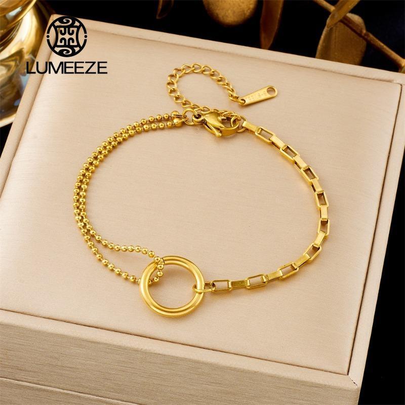 สร้อยข้อมือสตรีแบบโซ่ขนาดเล็ก สเตนเลสสีทอง สำหรับเป็นของขวัญแฟชั่นและสวมใส่ง่าย - รูปที่ 4