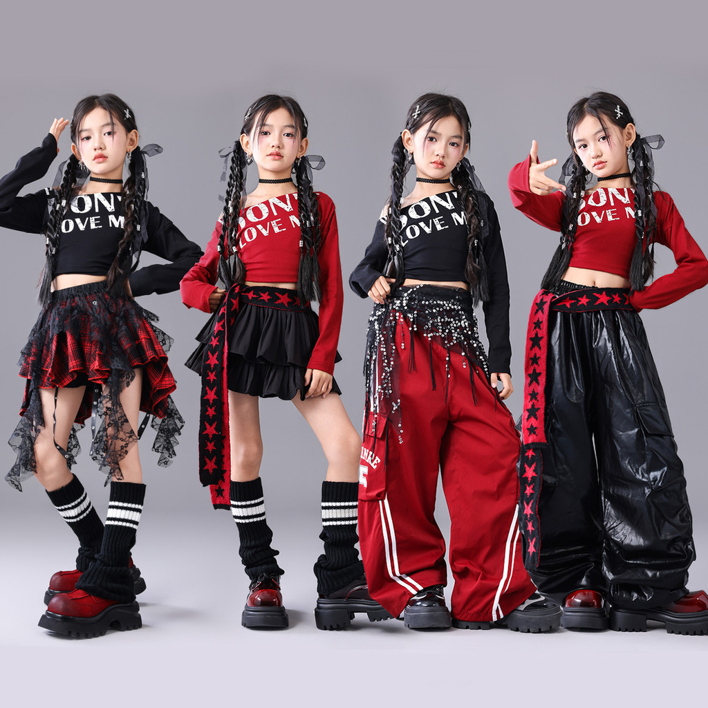 เสื้อผ้าแจ๊สแดนซ์สำหรับสาวยอดฮิต เครื่องแต่งกายสไตล์แคทวอล์คสำหรับเด็ก เหมาะกับงานปาร์ตี้ปีใหม่และการเฉลิมฉลอง