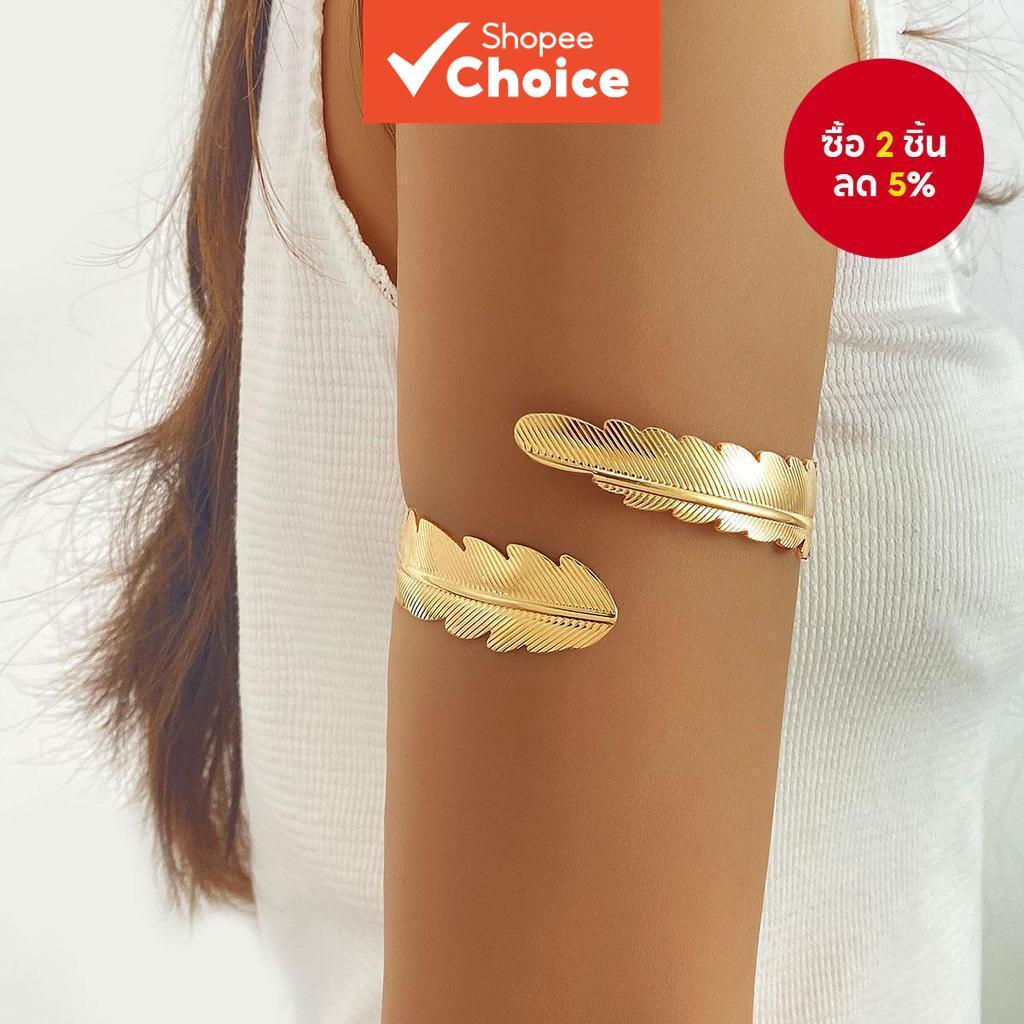 Golden Leaf Arm Cuff สําหรับผู้หญิงผู้ชายปรับแฟชั่นเครื่องประดับของขวัญ