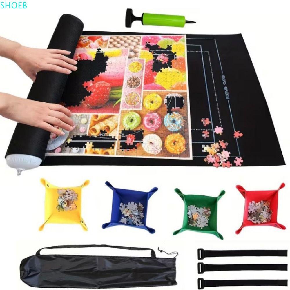 SHOEB Puzzle Saver Pad, Roll Up Non-Slip Jigsaw Puzzle Storage Mat Set, Play Mat Gifts โพลีเอสเตอร์ 