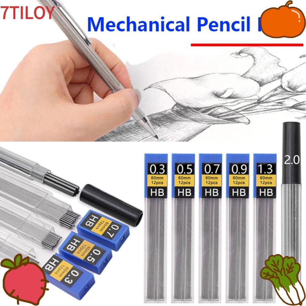 7TILOYSHOP 6 กล่อง ไส้ดินสอกด, Erasable Black ดินสออัตโนมัติเติม, เปลี่ยน Graphite 0.3/0.5/0.7/0.9/1.3/2.0/3.0 มม. เปลี่ยนดินสอนักเรียนเติม