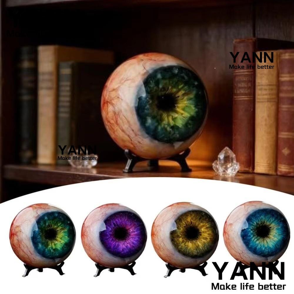 YANN เครื่องประดับเรซินลูกตาที่สมจริง, ดวงตาสัตว์ประหลาดที่สมจริงเป็นพิเศษหลากสี, พร้อมฐาน 6 ซม. ตุ๊กตาตานักเรียน