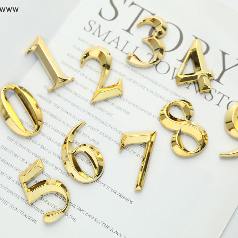 สติกเกอร์บ้านสีทองความสูง5ซม. 1ชิ้นที่อยู่ประตูป้ายทองหมายเลขบ้านที่ทันสมัย