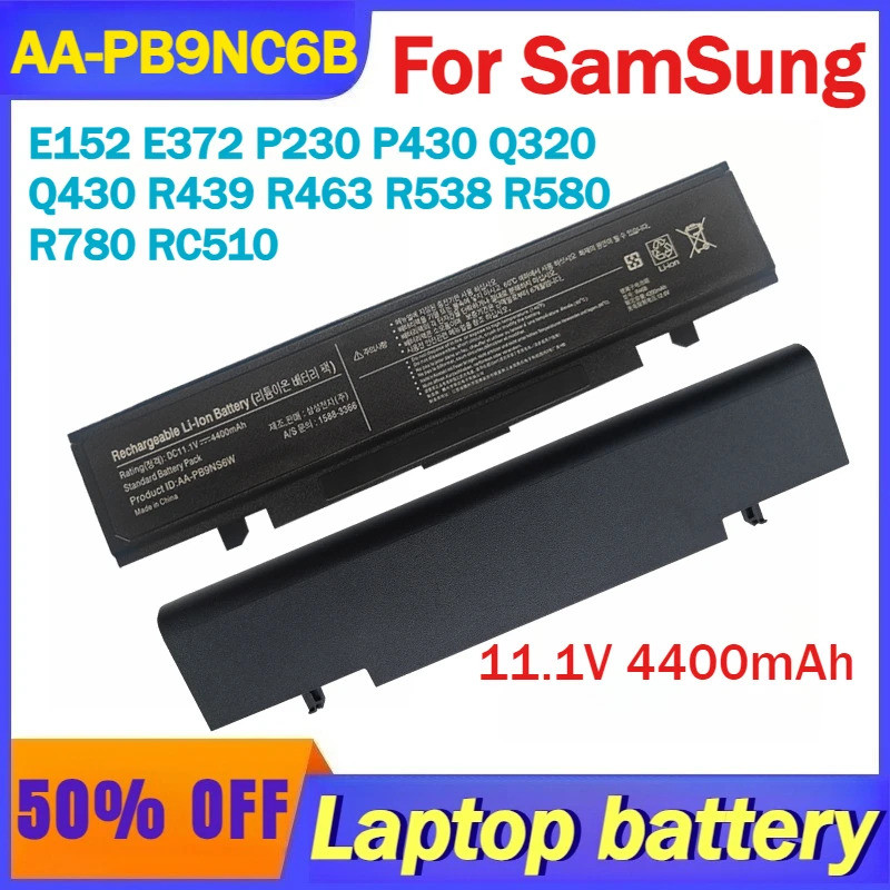 AA-PB9NC6B AA-PB9NS6B 11.1V 4400mAh แบตเตอรี่แล็ปท็อปสําหรับ SamSung E152 E372 P230 P430 Q320 Q430 R