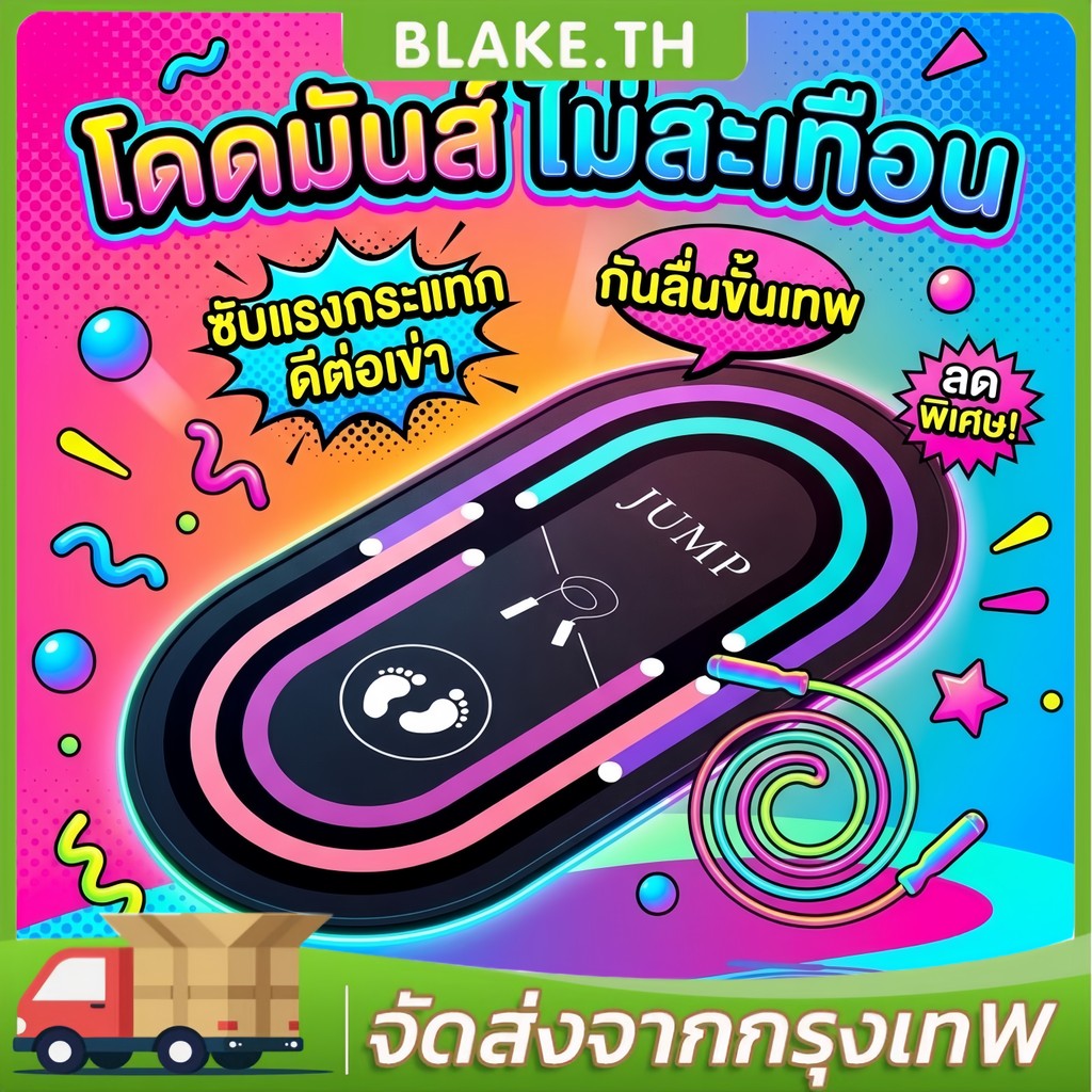 เสื่อกระโดดเชือก [80x120 ซม.] ซับแรงกระแทก ถนอมเข่า เก็บเสียง กันลื่นหนึบ ออกกำลังกาย