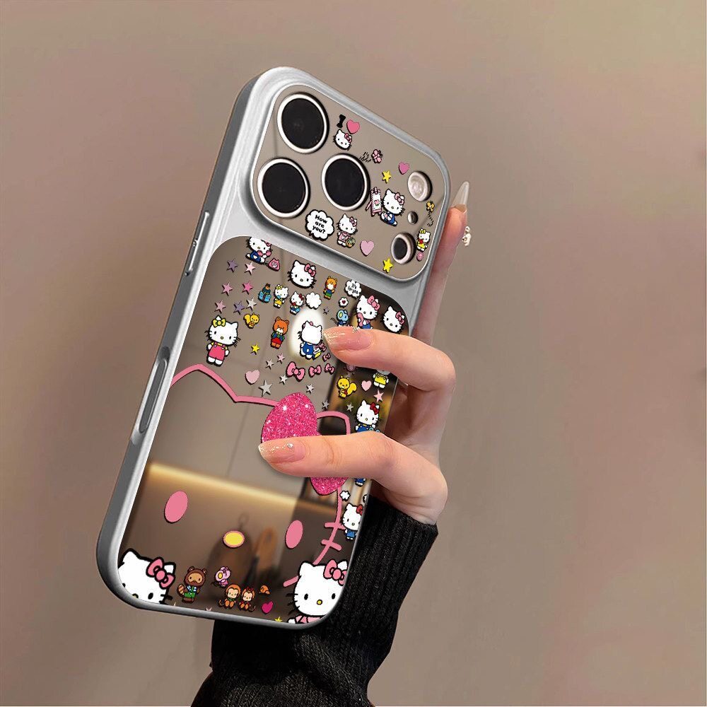 แมวน่ารักเหมาะสําหรับ Samsung s25ultra เคสโทรศัพท์ s26 + s25edge กระจกพื้นผิว s24 + s23fe สไตล์เกาหลี a57a17 สาวหัวใจ a26a27 หวาน a37a36 รวมทุกอย่าง a06a07