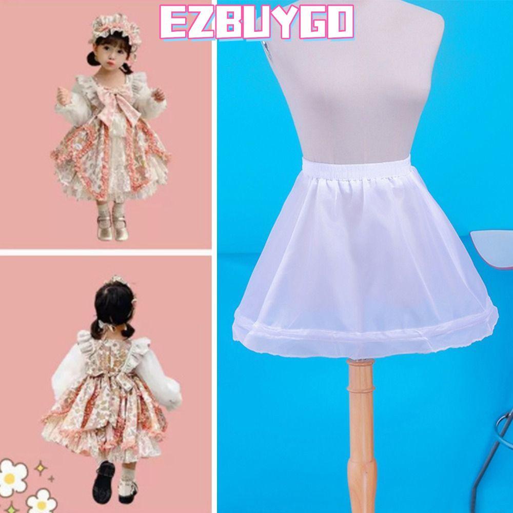 EZBUYGO Crinoline ใต้กระโปรง,แหวนเหล็กพร้อมห่วงเด็กกระโปรง Petticoat,แฟชั่นBreathable Tutuกระโปรงลูกไม้สีขาวชุดแต่งงานPetticoatเด็กผู้หญิง
