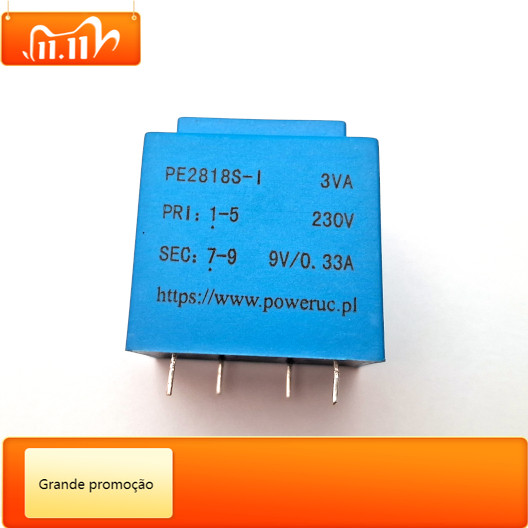 WJ YHDC Dechang PE2818S-I 3VA 4-Pin PCB Power Transformer อินพุตประถมศึกษา 230V มัธยม 9V 0.33A 333mA