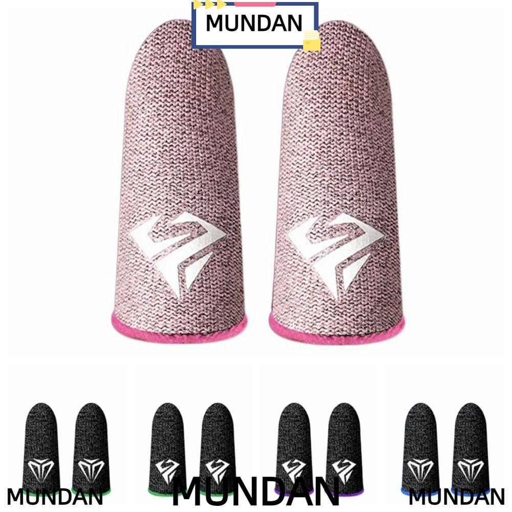 MUNDAN 2 ชิ้นเกมมือถือถุงมือปลายนิ้ว,Breathable Anti-slip Gaming Finger Cover, Sensitive Sweatproof Touch Screen Finger Cuff