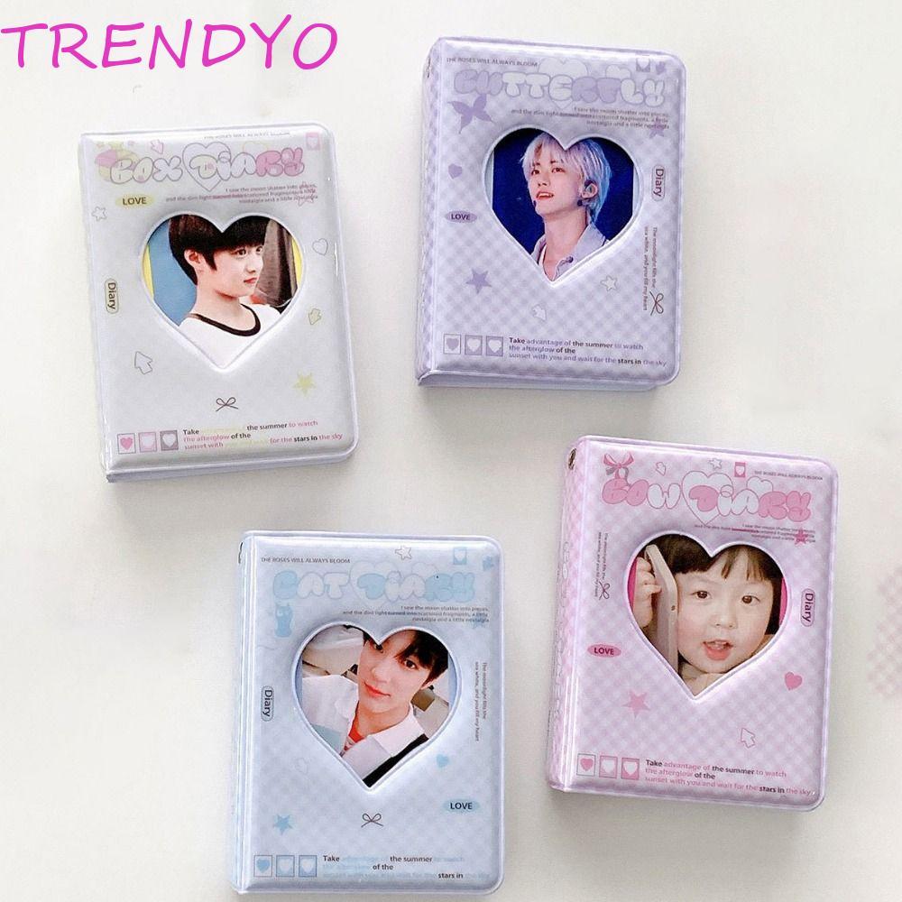 TRENDYO อัลบั้มภาพ Star-chasing, PVC Hollow Design Mini Card Album, Korean Style Cartoon Cute Storage Album Pendant Card Storage