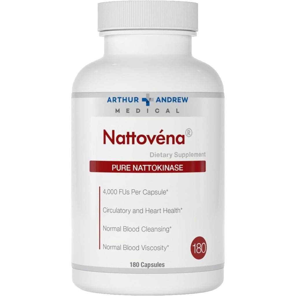 Arthur Andrew Medical, Nattovena, อาหารเสริมนัตโตะคินาสบริสุทธิ์, ความแรงสองเท่า 4,000 FUs ต่อแคปซูล, 180
