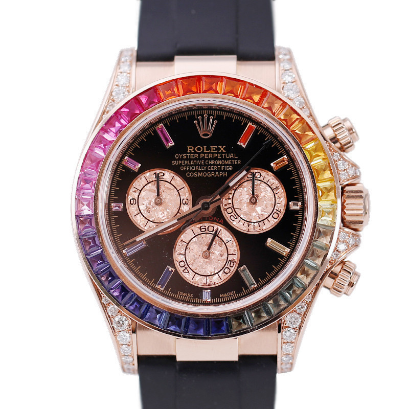 Rolex Rolex Rolex Rolex Ditona116515ด้านหลังเพชรนาฬิกาผู้ชาย 18เค กุหลาบทองนาฬิกากลไกอัตโนมัตินาฬิกา