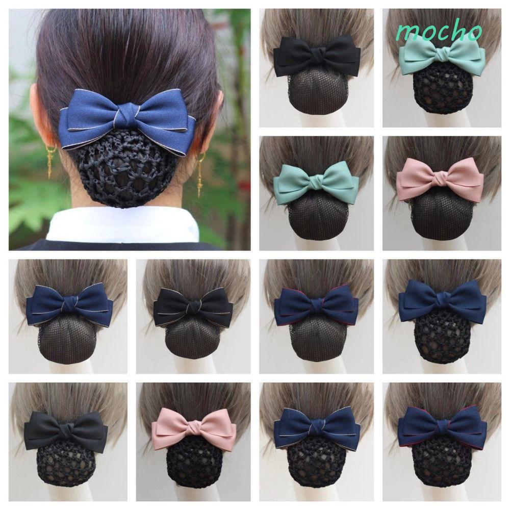 MOCHO Bun Snood, Ribbon Headwear Bowknot Spring Clip, Elegant Korean Style Hair Accessories Ponytail