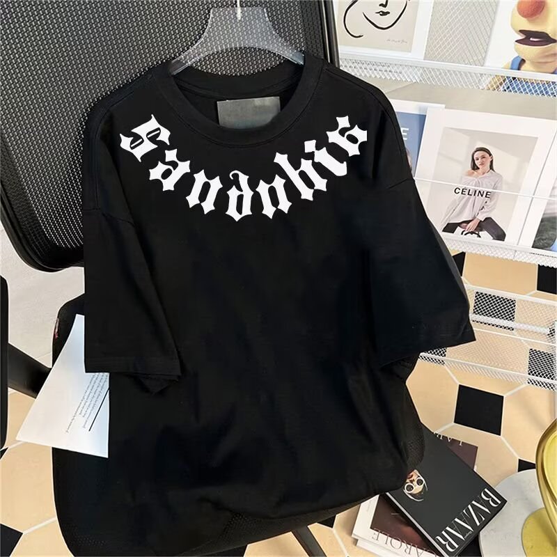 2026 เสื้อยืดแขนสั้นผู้ชาย Street Wear ฤดูร้อนหลวมครึ่งแขน 2025 สไตล์ใหม่ Influencer Trend ins พิมพ์