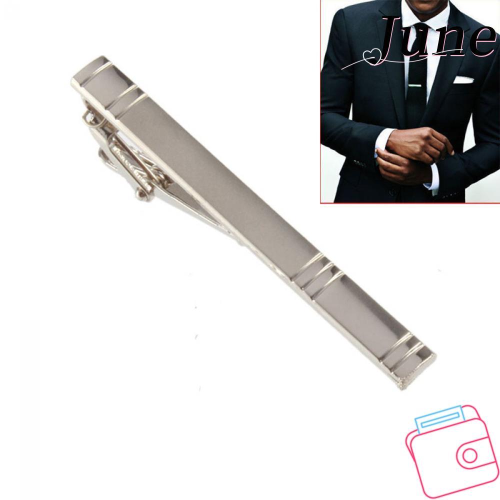 JUNEGOODS Tie Pins Simple Bar โลหะเงิน