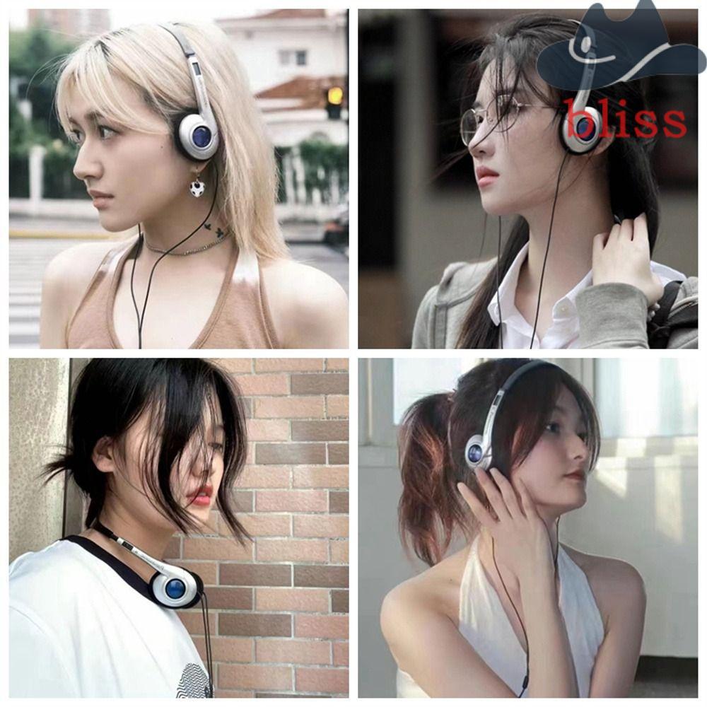 BLISS Retro ชุดหูฟัง, Over Ear Vintage Y2K, คลาสสิก 3.5 มม. Millennium Wind Type C หูฟังแบบมีสาย CD/Walkman/Mp3