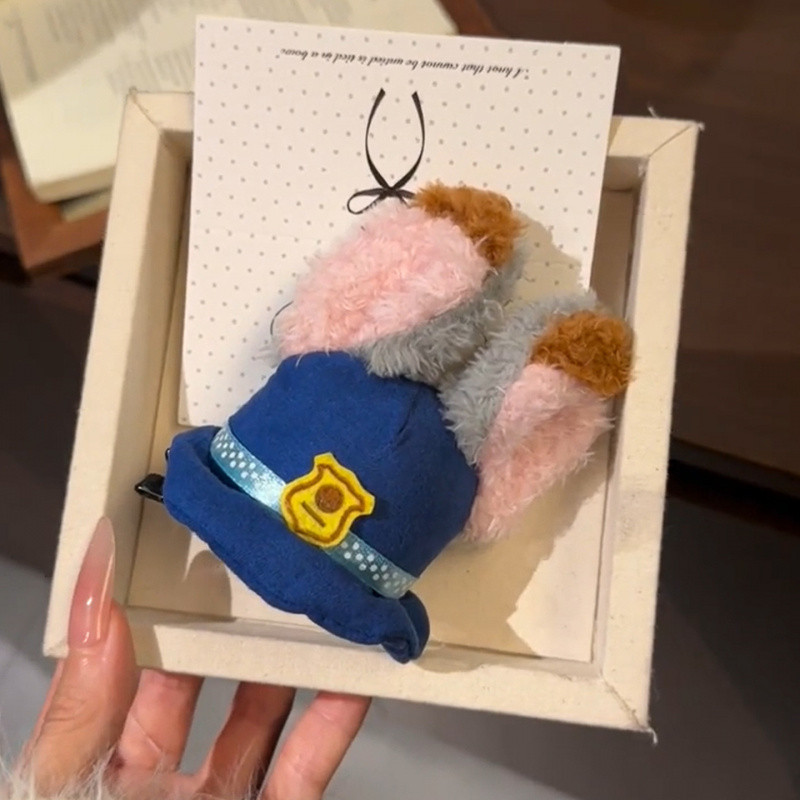 น่ารัก Judy กระต่ายตํารวจเจ้าหน้าที่ผมแหวนหูตุ๊กตาหมวก Scrunchy แหวนสาวน่ารัก Bangs คลิปสวนสนุก Photo Headwear - รูปที่ 5