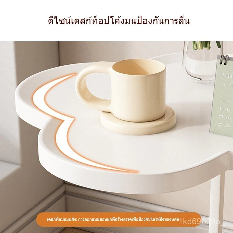 โต๊ะกาแฟมีล้อ โต๊ะข้างเคลื่อนย้ายได้ ชั้นวางของสีครีม thumbnail 7