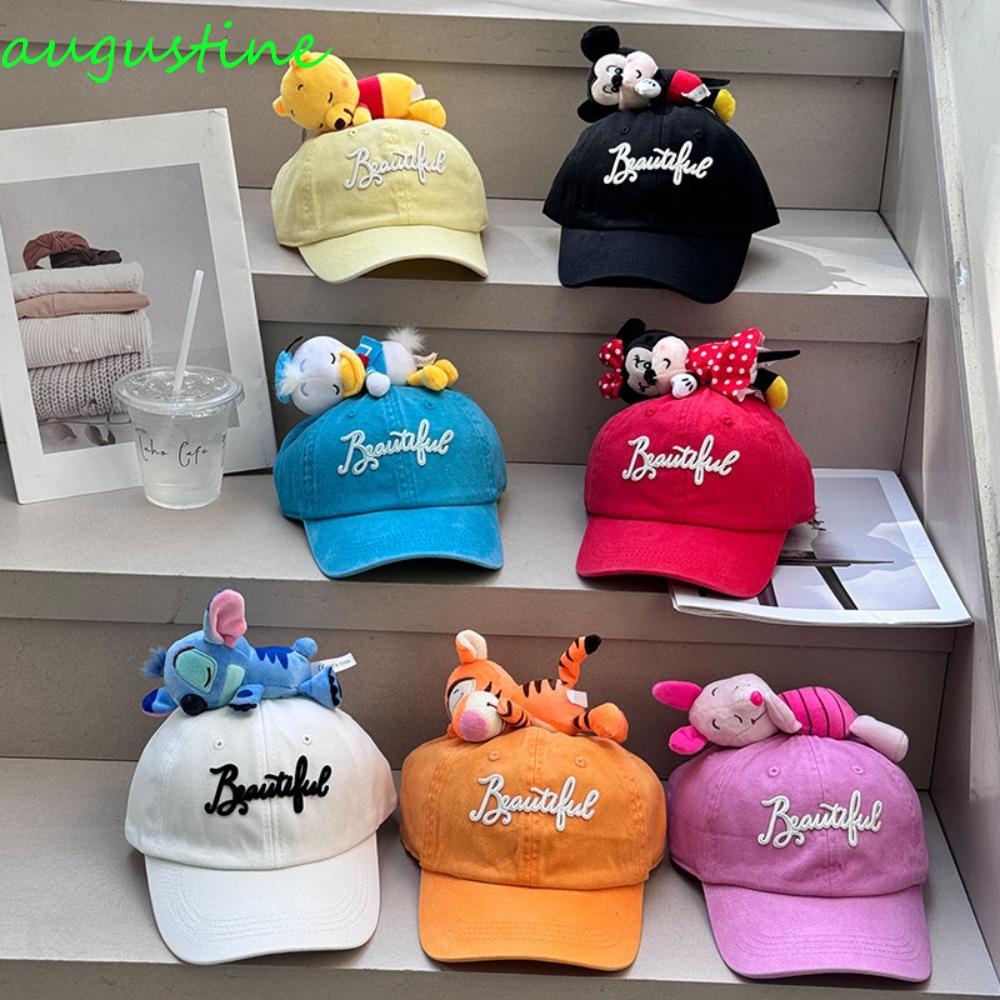 AUGUSTINE หมวกเบสบอลตุ๊กตาผ้ากํามะหยี่, หมวกเบสบอล Tigger Stitch Winnie The Pooh, Simple Piglet Mick