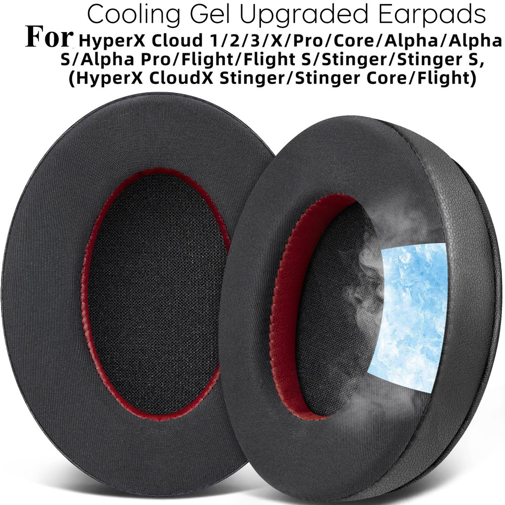 Cooling Gel เปลี่ยนแผ่นรองหูฟังเบาะสําหรับ HyperX Cloud 1/2/3/Pro/Core, Cloud Alpha/Flight/Stinger Series, ชุดหูฟังสําหรับเล่นเกม CloudX Stinger/Flight Series (1 คู่)