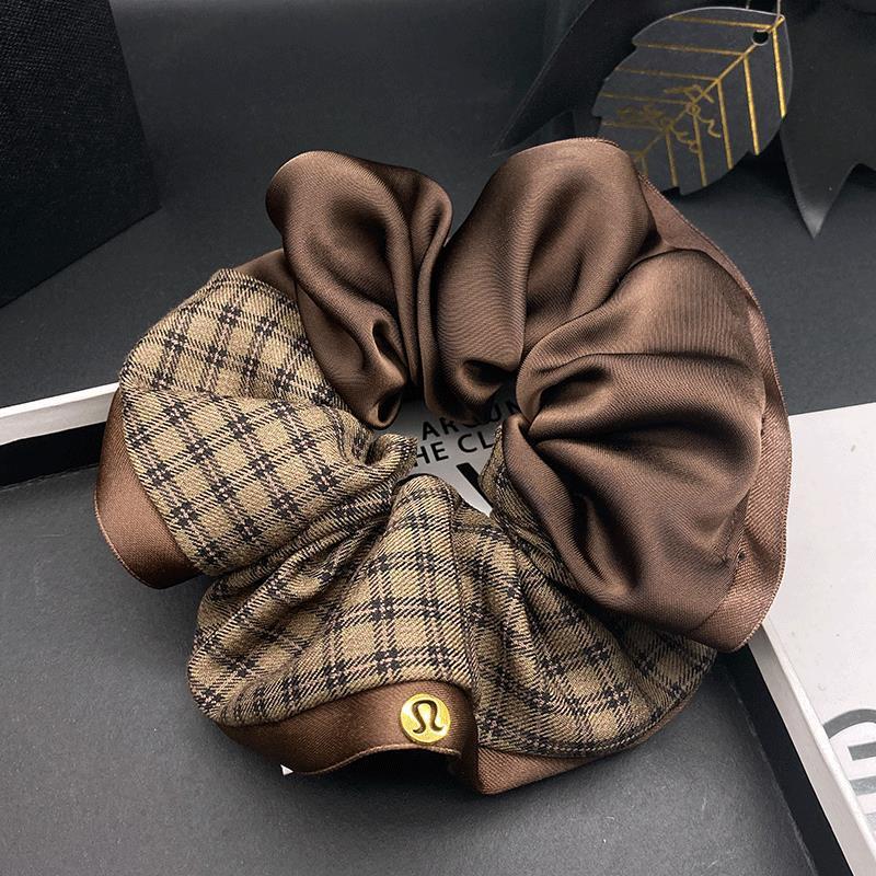 High-End ซาตินลายสก๊อตเย็บเชื้อรา Scrunchy ผม Tie สไตล์เกาหลี Classy All-Match ผม Tie Ball Head Tie อุปกรณ์เสริมผม